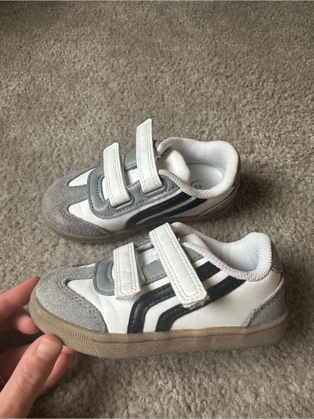 Cat & Jack White, Gray, and Black Velcro Kids Sneakers